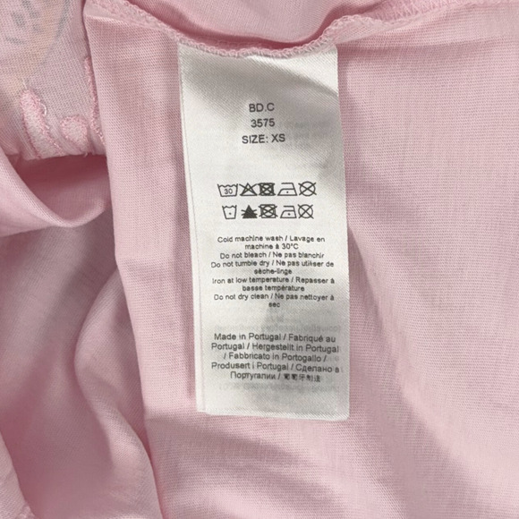 GANNI Grapefruit Graphic Tee sz XS 100% Organic Cotton Pink Logo Jersey T-Shirt - Picture 5 of 6